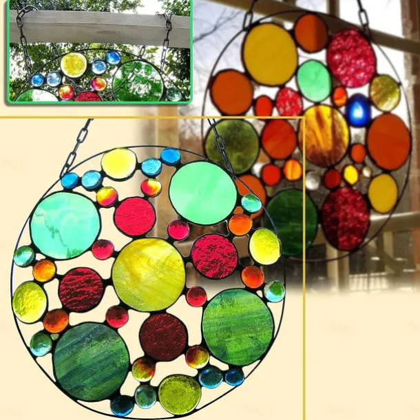 Stained Suncatcher Colorful Handicraft Pendant Creative Outdoor Garden Landscape Decoration Pendant