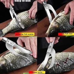 Stainless Steel 3 In 1 Fish Scale Knife, Cut/Scrape/Dig Maw Knife Scale Scraper, Sawtooth Peelers, Scraping Boning Filleting