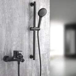 Stainless Steel Bathtub Faucet Traditional Matte Black Shower Faucet Ceramic Valve Included Painted Finishes Shower Mixer Taps with Cold/Hot Water