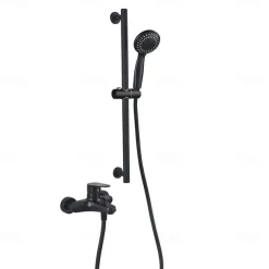 Stainless Steel Bathtub Faucet Traditional Matte Black Shower Faucet Ceramic Valve Included Painted Finishes Shower Mixer Taps with Cold/Hot Water