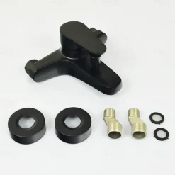 Stainless Steel Bathtub Faucet Traditional Matte Black Shower Faucet Ceramic Valve Included Painted Finishes Shower Mixer Taps with Cold/Hot Water