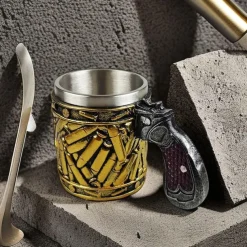 Stainless Steel Bullet Pattern Beer Mug, Steel Bullet Coffee Mugs Pistol Shape Handle Coffee Mug for Boyfriend, Father, Chritmas Xmas Gift