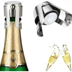 Stainless Steel Champagne Bottle Stopper Vacuum Sealed Sparkling Champagne Wine Bottle Saver Stopper Cap Bottle Opener Bar Tool Portable Stainless Latches Champagne Sparkling Wine Bottle Stopper