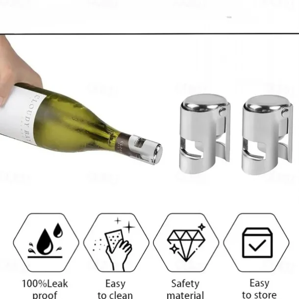 Stainless Steel Champagne Bottle Stopper Vacuum Sealed Sparkling Champagne Wine Bottle Saver Stopper Cap Bottle Opener Bar Tool Portable Stainless Latches Champagne Sparkling Wine Bottle Stopper