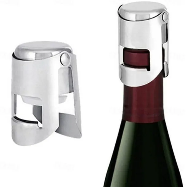 Stainless Steel Champagne Bottle Stopper Vacuum Sealed Sparkling Champagne Wine Bottle Saver Stopper Cap Bottle Opener Bar Tool Portable Stainless Latches Champagne Sparkling Wine Bottle Stopper