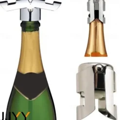 Stainless Steel Champagne Bottle Stopper Vacuum Sealed Sparkling Champagne Wine Bottle Saver Stopper Cap Bottle Opener Bar Tool Portable Stainless Latches Champagne Sparkling Wine Bottle Stopper