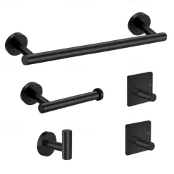 Stainless Steel Clothes And Hats Hook Bathroom Creative Roll Paper Towel Rack Single Pole Towel Rack Set Hook Five Piece Set