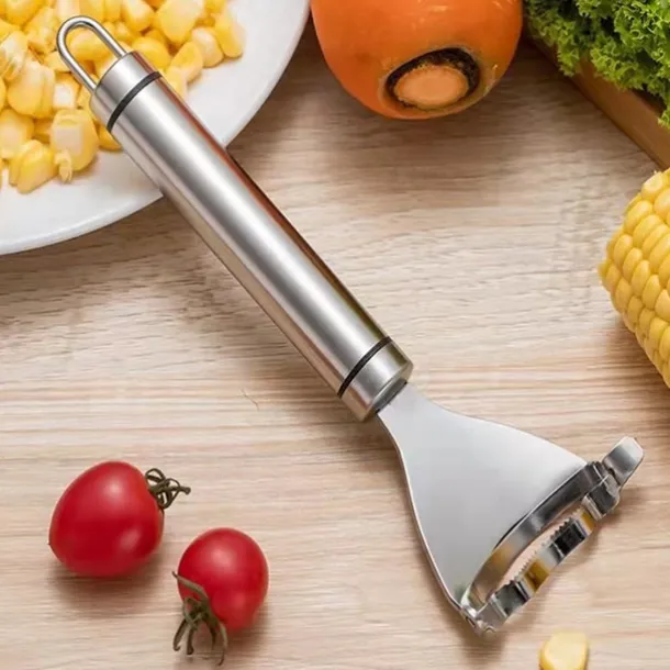 Stainless Steel Corn Stripper with Self-adhesive Hook Corns Threshing Corn Thresher Stripper Peeler Corn Kerneler Peeler Fruit Vegetable Kitchen Gadgets