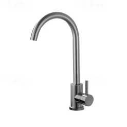 Stainless Steel Deck Mounted Kitchen Faucet, Nickel Brushed Multi-function Rotatable Kitchen Faucet with Hot and Cold Switch