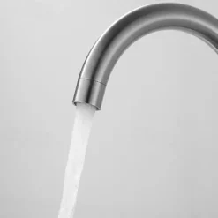 Stainless Steel Deck Mounted Kitchen Faucet, Nickel Brushed Multi-function Rotatable Kitchen Faucet with Hot and Cold Switch