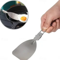 Stainless Steel Foldable Spatula Shovel, Portable Food Turner BBQ Tools,Outdoor SUS304 Compact & Durable Cooking Utensils for Camping, Hiking, Picnic, Travel, Easy to Use and Store