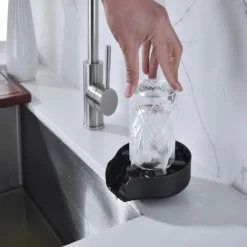 Stainless Steel Glass Rinser for Kitchen Sink, Glass Bottle Cup Washer for Sink Cup Rinser Clean Sink Attachment Accessories for Baby Bottle, Bar Wine Glass, and More Cups