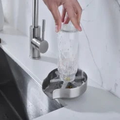 Stainless Steel Glass Rinser for Kitchen Sink, Glass Bottle Cup Washer for Sink Cup Rinser Clean Sink Attachment Accessories for Baby Bottle, Bar Wine Glass, and More Cups