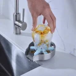 Stainless Steel Glass Rinser for Kitchen Sink, Glass Bottle Cup Washer for Sink Cup Rinser Clean Sink Attachment Accessories for Baby Bottle, Bar Wine Glass, and More Cups