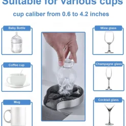 Stainless Steel Glass Rinser for Kitchen Sink, Glass Bottle Cup Washer for Sink Cup Rinser Clean Sink Attachment Accessories for Baby Bottle, Bar Wine Glass, and More Cups