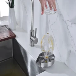 Stainless Steel Glass Rinser for Kitchen Sink, Glass Bottle Cup Washer for Sink Cup Rinser Clean Sink Attachment Accessories for Baby Bottle, Bar Wine Glass, and More Cups