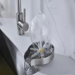 Stainless Steel Glass Rinser for Kitchen Sink, Glass Bottle Cup Washer for Sink Cup Rinser Clean Sink Attachment Accessories for Baby Bottle, Bar Wine Glass, and More Cups