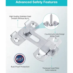 Stainless Steel Hasp Latch Lock Door Lock Guard Latch Boltfor Sliding Door Window Cabinet Fitting for Home Security Door Hardware Accessories