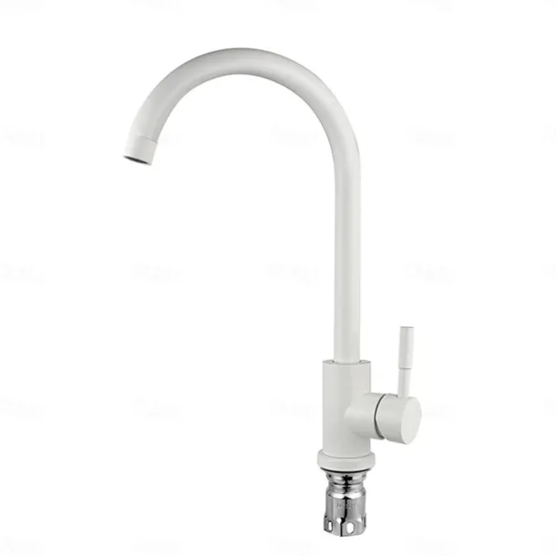 Stainless Steel Kitchen Faucet,Nickel Brushed Free Standing Single Handle One Hole Standard Spout High Arc 360° Rotatable Bathroom Sink Faucet with Hot and Cold Water Switch