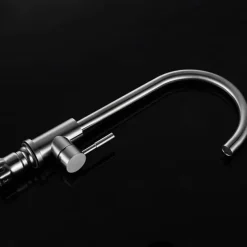 Stainless Steel Kitchen Faucet,Nickel Brushed Free Standing Single Handle One Hole Standard Spout High Arc 360° Rotatable Bathroom Sink Faucet with Hot and Cold Water Switch