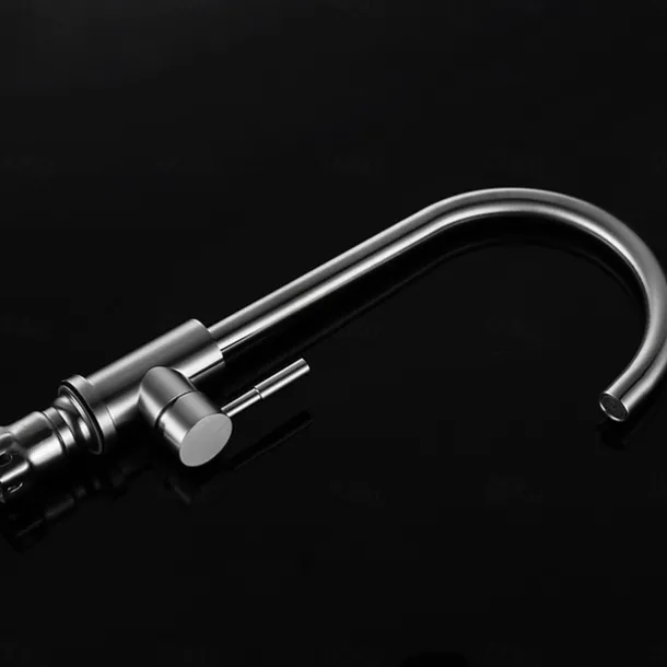 Stainless Steel Kitchen Faucet,Nickel Brushed Free Standing Single Handle One Hole Standard Spout High Arc 360° Rotatable Bathroom Sink Faucet with Hot and Cold Water Switch