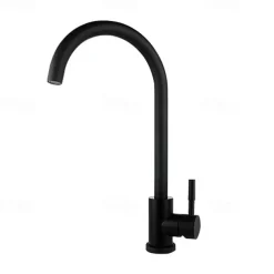 Stainless Steel Kitchen Faucet,Nickel Brushed Free Standing Single Handle One Hole Standard Spout High Arc 360° Rotatable Bathroom Sink Faucet with Hot and Cold Water Switch