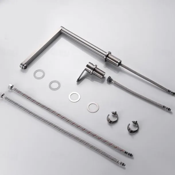 Stainless Steel Kitchen Faucet Sink Mixer Folding Vessel Tap, Single Handle 360 Degree Swivel with G1/2 Cold and Hot Hose