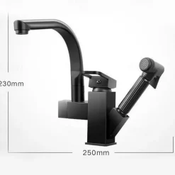 Stainless Steel Kitchen Faucet Pull Out with Sprayer, 360° Swivel Spout Vessel Taps with Cold and Hot Hose