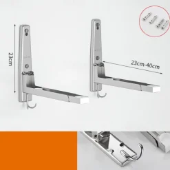 Stainless Steel Microwave Oven Rack Retractable Kitchen Storage Rack Wall-Mounted Oven Rack