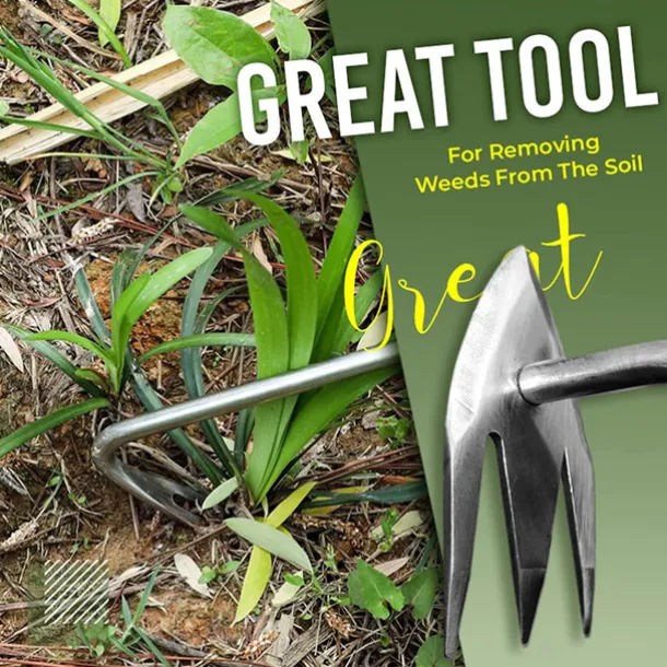 Stainless Steel Multifunctional Weeder, Hand Weeder Tool Stand Up Weed Puller Tool with Long Handle, V-Shaped Light Duty Hand Weeder for Lawn Garden Yard Farm Weed Removal