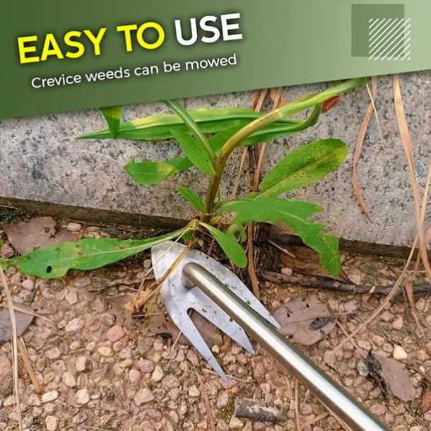 Stainless Steel Multifunctional Weeder, Hand Weeder Tool Stand Up Weed Puller Tool with Long Handle, V-Shaped Light Duty Hand Weeder for Lawn Garden Yard Farm Weed Removal