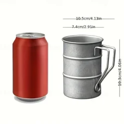 Stainless Steel Outdoor Camping Cup Portable Foldable Handle Retro Beer Cups Coffee Water Mugs Picnic Travel Drinkware