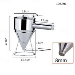 Stainless Steel Piston Funnel With Support Sauce Cream Dosing Funnel For Chocolate Cupcake Tool Octopus Balls Tools Kitchen Tool