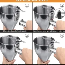 Stainless Steel Piston Funnel With Support Sauce Cream Dosing Funnel For Chocolate Cupcake Tool Octopus Balls Tools Kitchen Tool