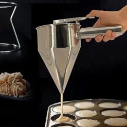 Stainless Steel Piston Funnel With Support Sauce Cream Dosing Funnel For Chocolate Cupcake Tool Octopus Balls Tools Kitchen Tool