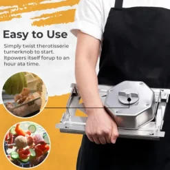 Stainless Steel Rotating Grill, 360-Degree Rotisserie for Even Cooking, Multifunctional Oven and Air Fryer Compatible, Easy to Clean BBQ and Party Essential