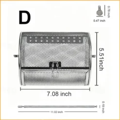 Stainless Steel Rotating Grill, 360-Degree Rotisserie for Even Cooking, Multifunctional Oven and Air Fryer Compatible, Easy to Clean BBQ and Party Essential