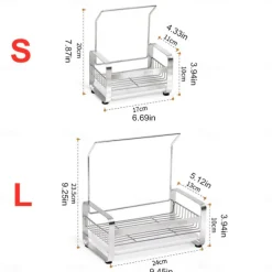 Stainless Steel Sponge Holder with Dishcloth Drying Rack Kitchen Sink Organizer Caddy Tray Sponge Brush Soap Holder Set with Removable Drain Tray for Kitchen