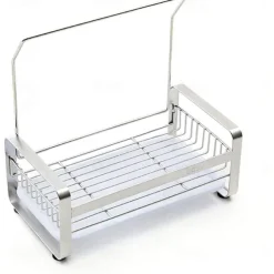 Stainless Steel Sponge Holder with Dishcloth Drying Rack Kitchen Sink Organizer Caddy Tray Sponge Brush Soap Holder Set with Removable Drain Tray for Kitchen