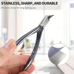 Stainless Steel Toenail Clippers with Sharp Pointed Tip for Ingrown and Thick Nails - Wide Jaw Podiatry Care Tool