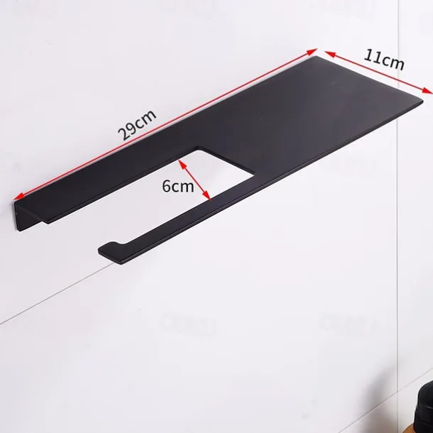 Stainless Steel Toilet Paper Holder New Design Tray Paper Roll Holder Bathroom Shelf Wall Mounted Matte Black 1pc