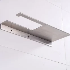 Stainless Steel Toilet Paper Holder New Design Tray Paper Roll Holder Bathroom Shelf Wall Mounted Matte Black 1pc