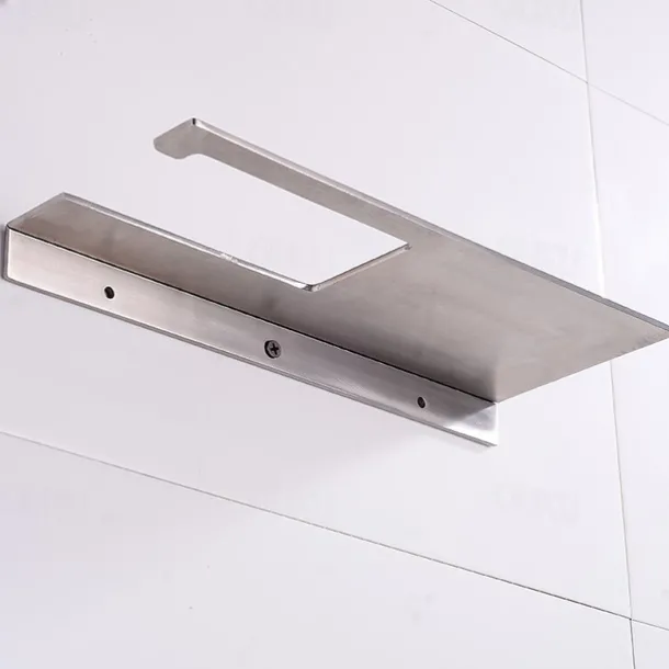 Stainless Steel Toilet Paper Holder New Design Tray Paper Roll Holder Bathroom Shelf Wall Mounted Matte Black 1pc