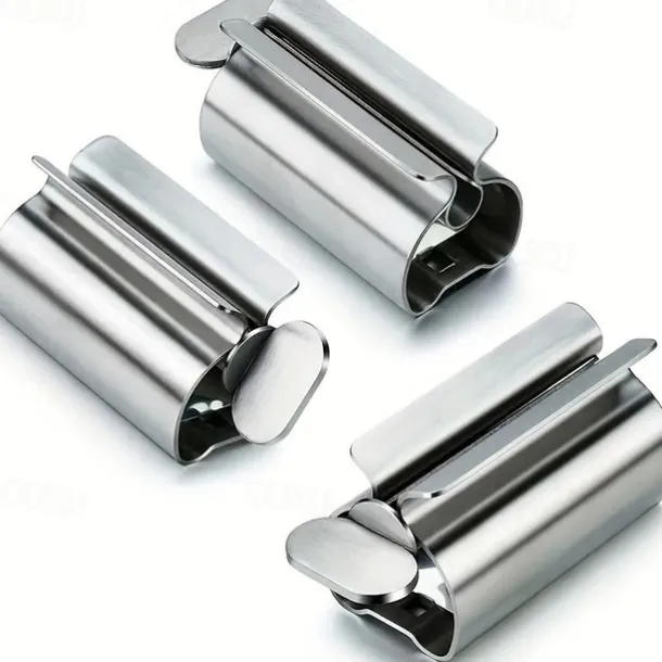 Stainless Steel Toothpaste Squeezer & Toothbrush Holder