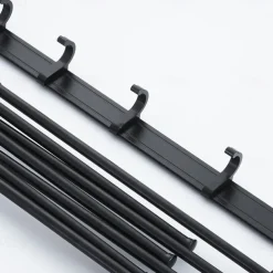 Stainless Steel Towel Rack,Bathroom Towel Rack with Shelf,Foldable Towel Shelf with Movable Hooks Rustproof Towel Storage Wall Mount for Bathroom Lavatory Matte Black