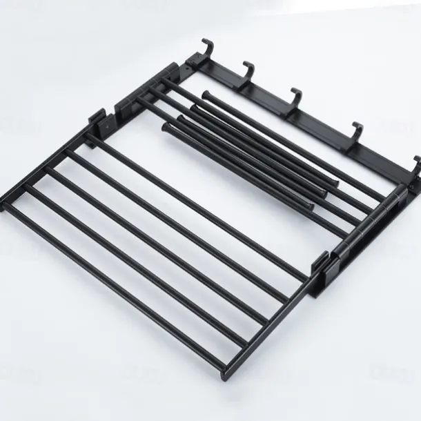 Stainless Steel Towel Rack,Bathroom Towel Rack with Shelf,Foldable Towel Shelf with Movable Hooks Rustproof Towel Storage Wall Mount for Bathroom Lavatory Matte Black