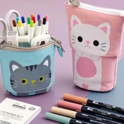 Standing Pencil Case Back to School Cute Telescopic Pen Holder Standing Pencil Pouch Organizer Pop up Pencil Bag Cosmetics Bag Portable Kawaii Stationary
