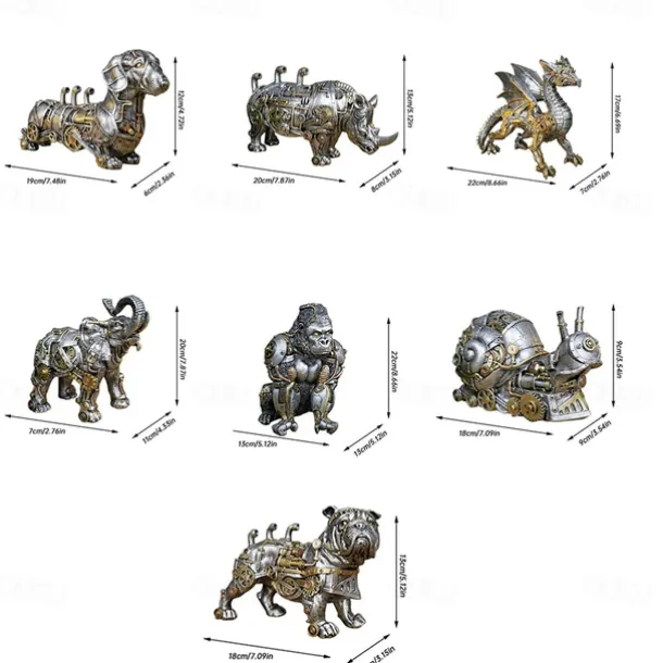Steampunks Style Animal Sculpture Mechanical Animal Ornament Decoration Heavy Industry Decoration Resin Mechanical Decoration Pendant New Year Decoration