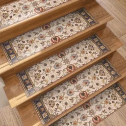Step Carpet Boho Style Non-Slip Carpet Stair Treads for Kids Elders and Pets Ethnic Design Stair Tread Mats