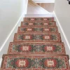 Step Tread Carpet Boho Style Non-Slip Carpet Stair Treads for Kids Elders and Pets Ethnic Design Stair Tread Mats W20*L76cm
